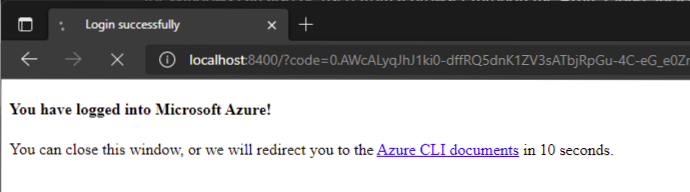 Azure CLI Login Completed