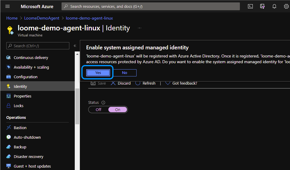 Azure Portal Agent Identity Confirm