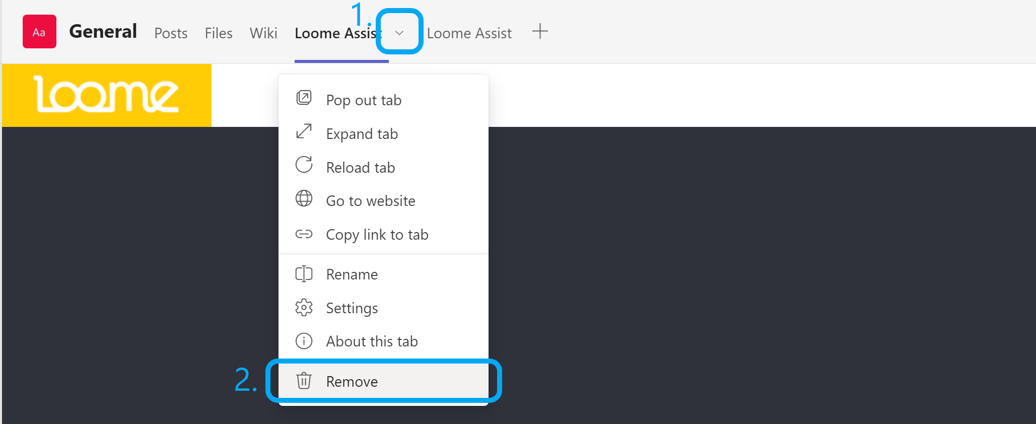 Remove project tab