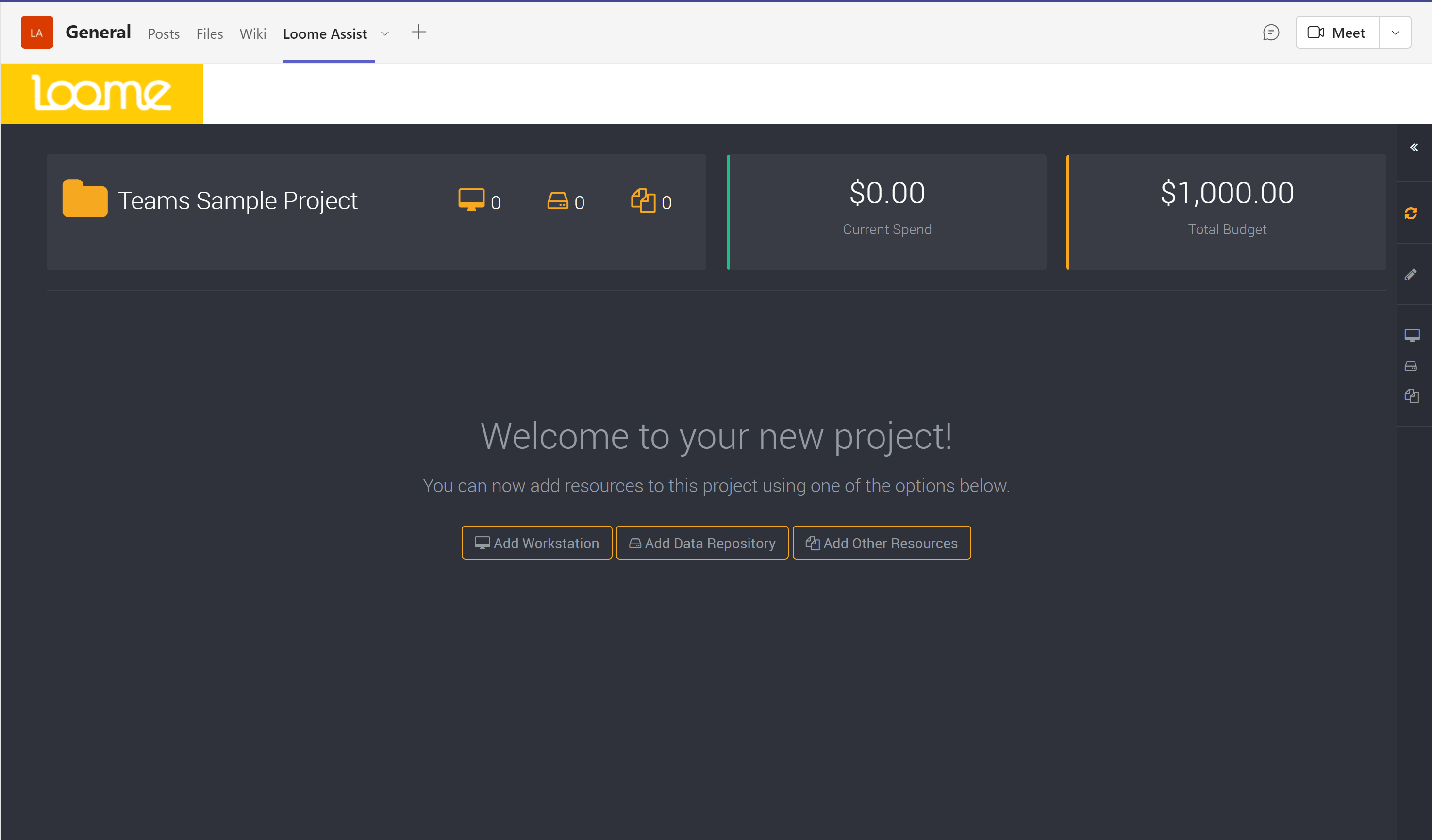 Create a project in the Teams app