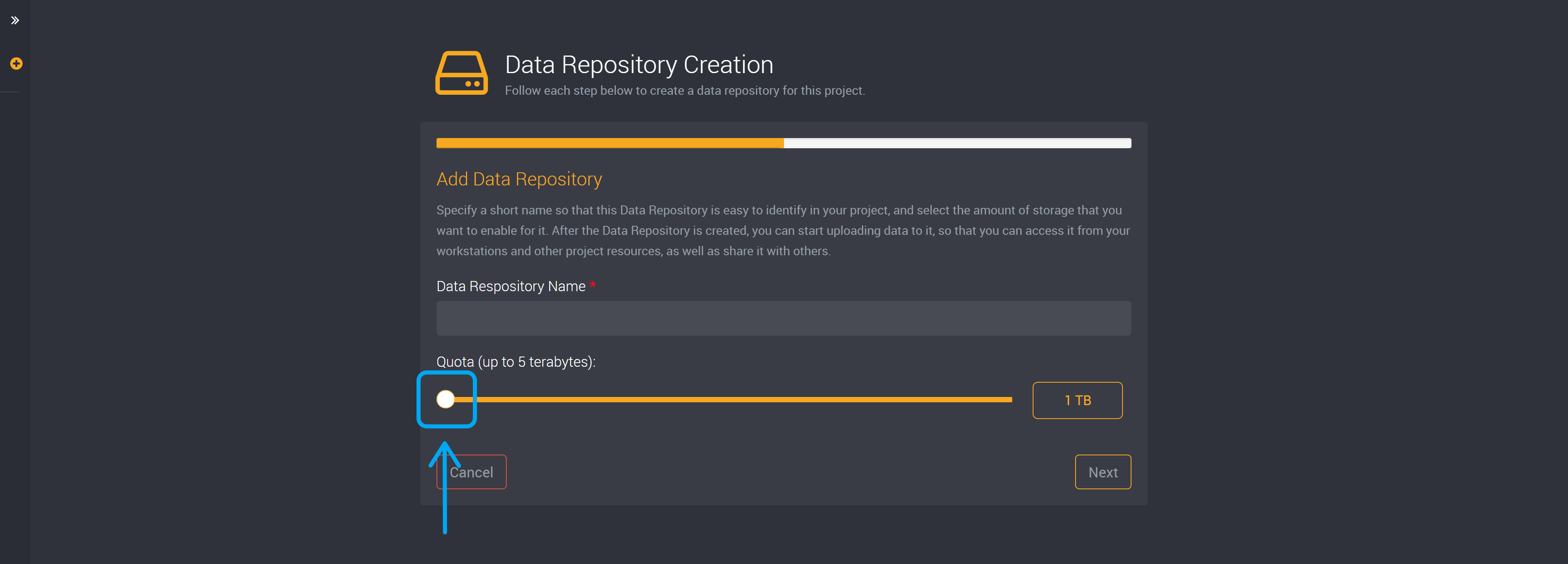 Quota of data repository