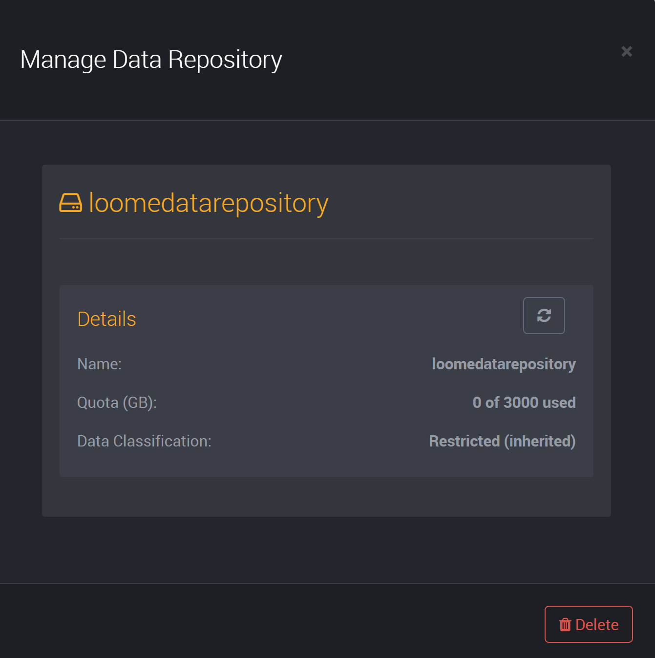 View the details of your data repository