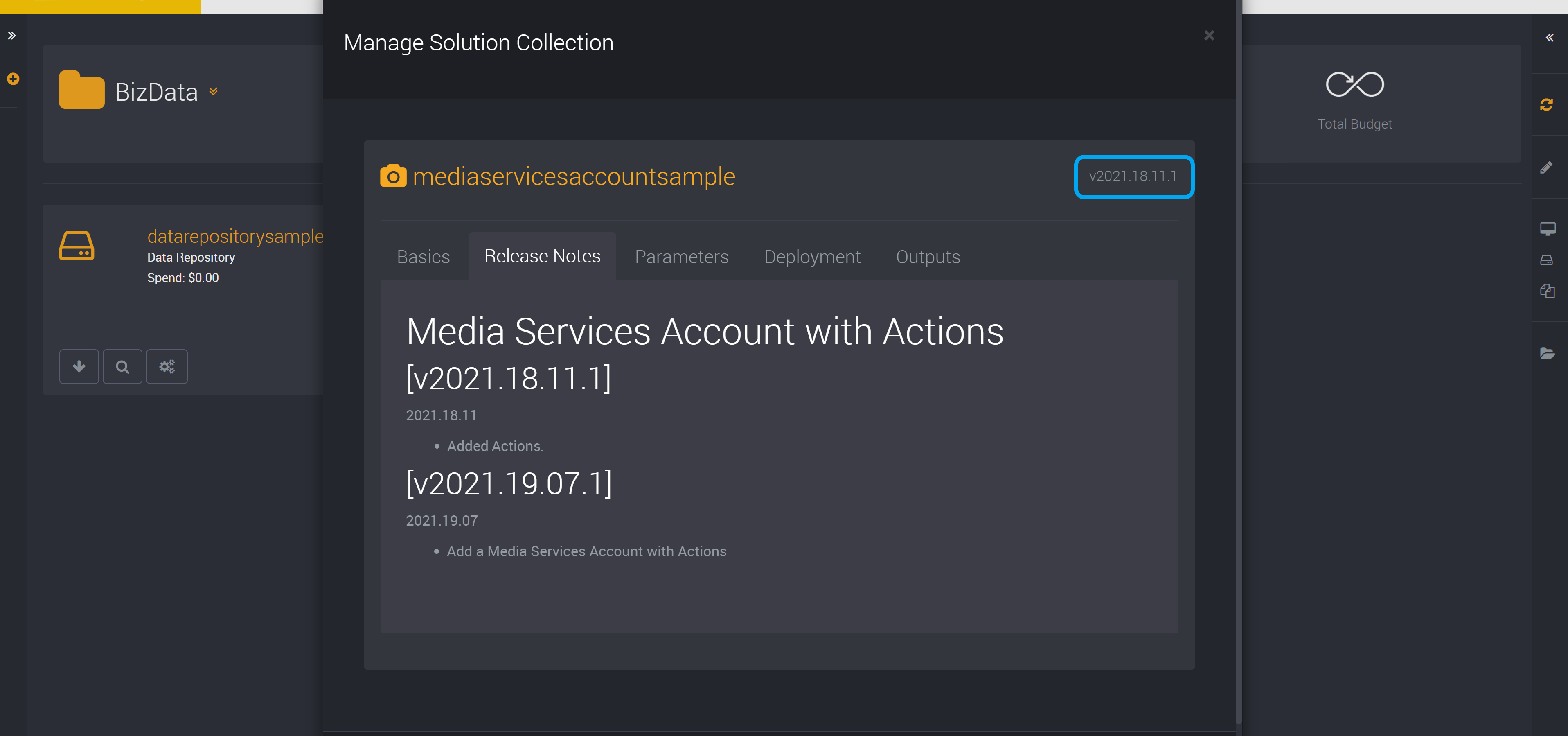 You can view the release notes when you manage the solution collection