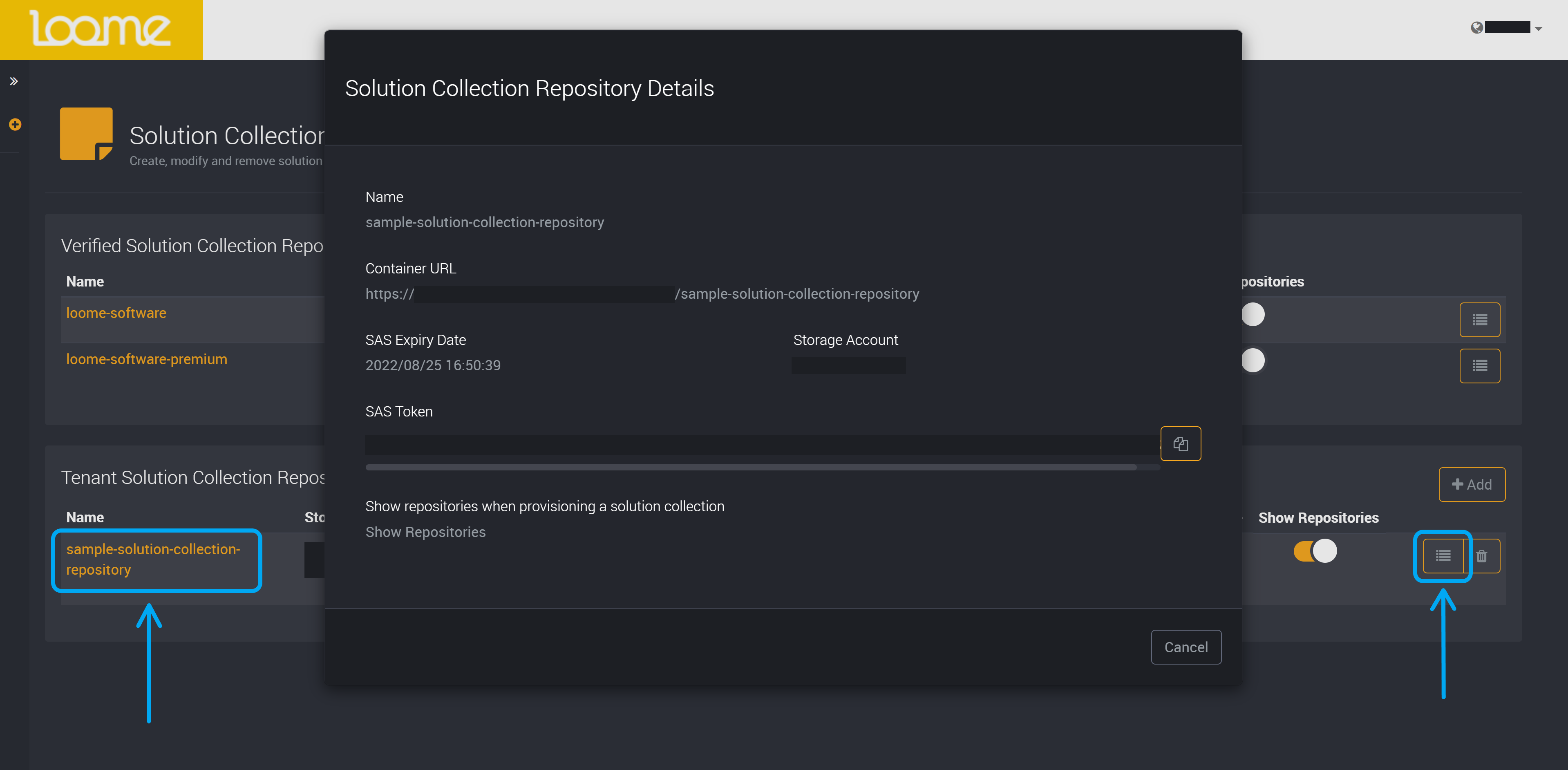 View the details of solution collection repositories
