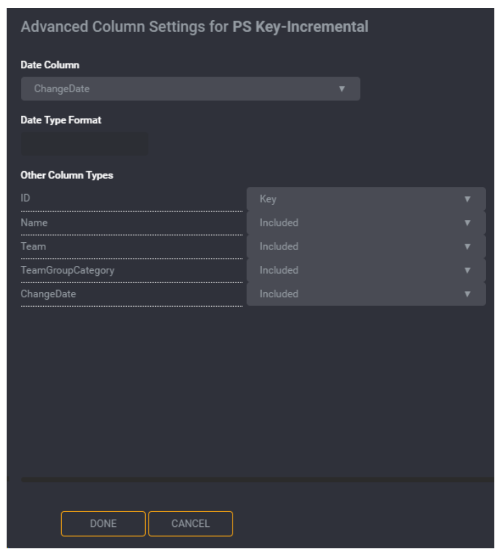 Edit Column Settings
