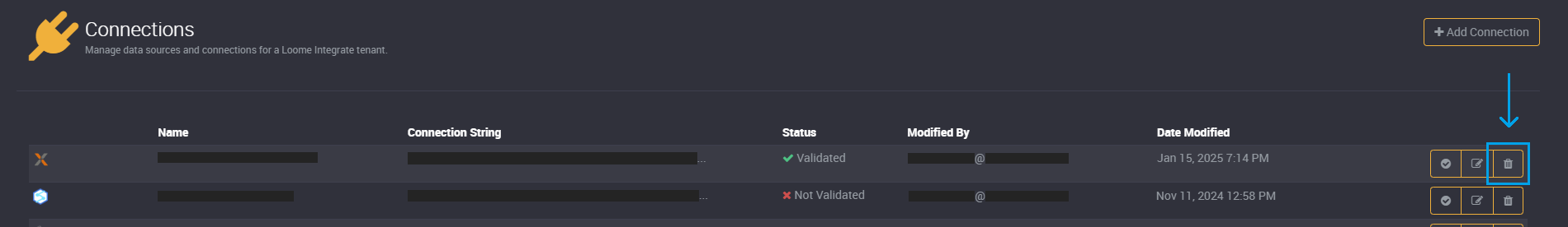 delete connection