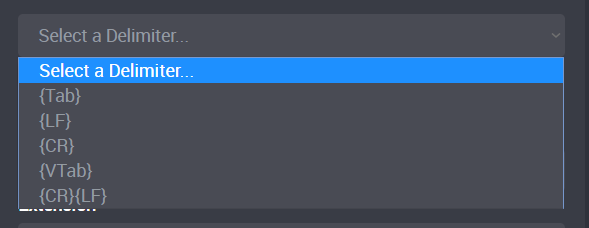 delimiter dropdown