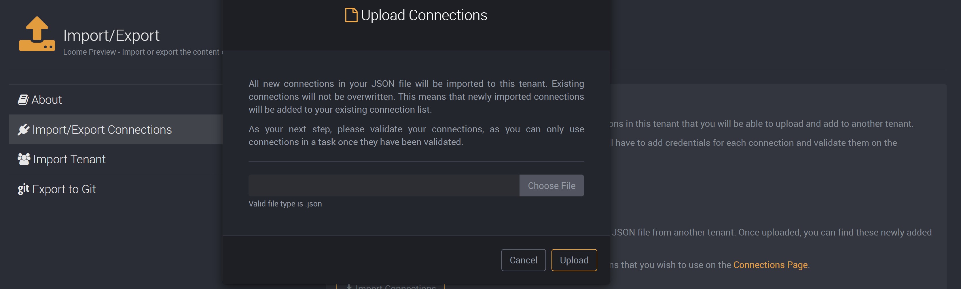 Export and Import Connections :: Loome Documentation