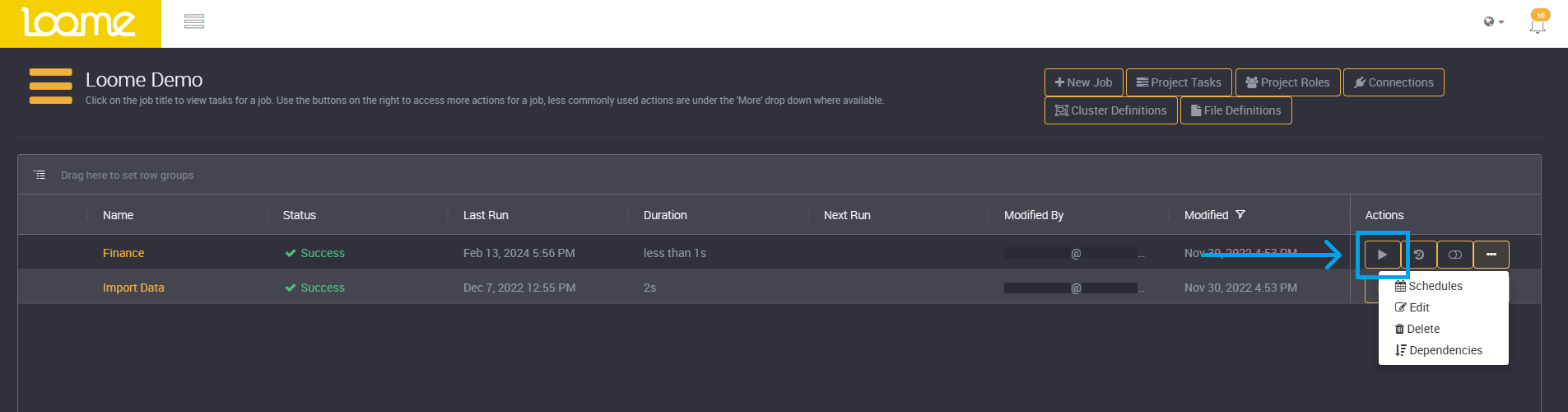 run now on job page