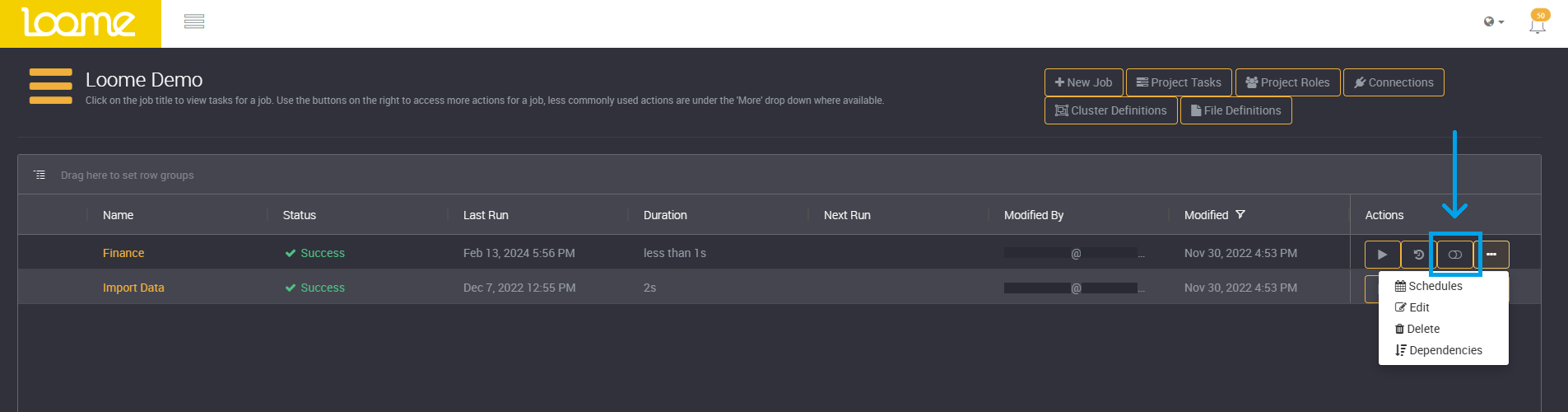 The schedule toggle