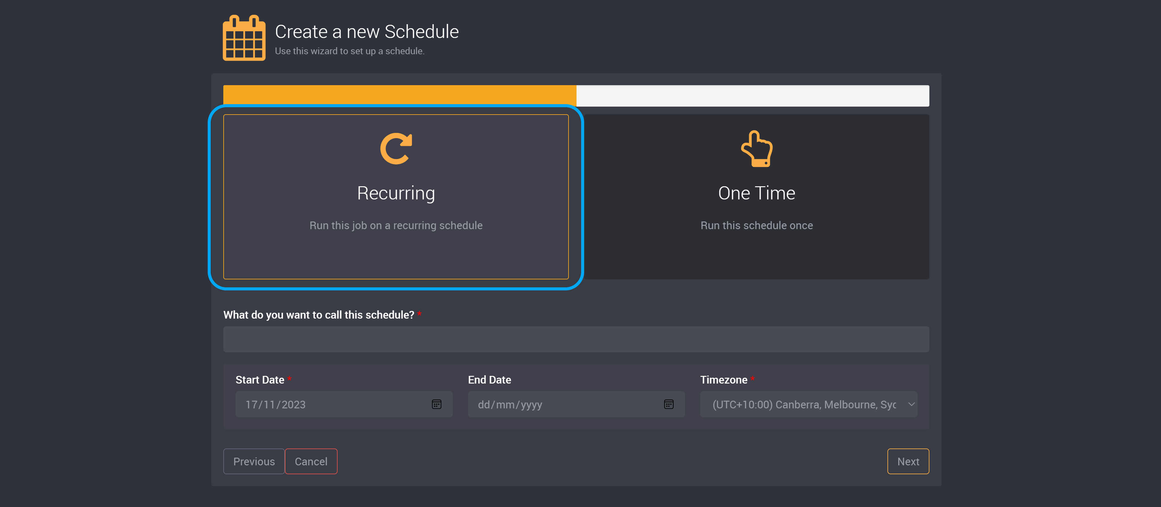 Crons recurring option