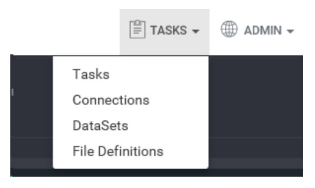 Tasks menu drop down