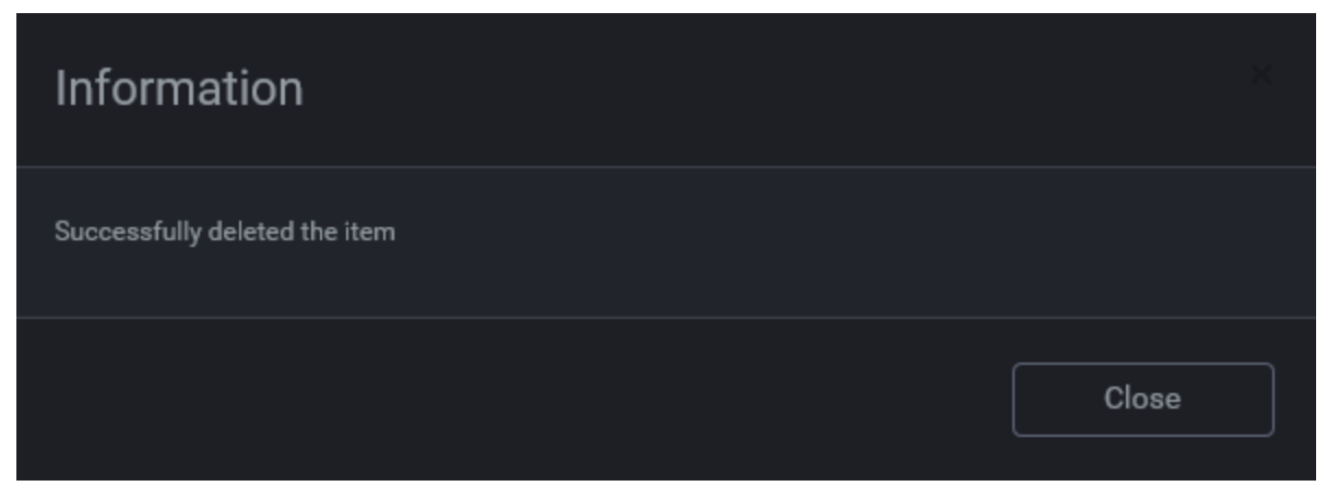 Information: Successfully deleted the item