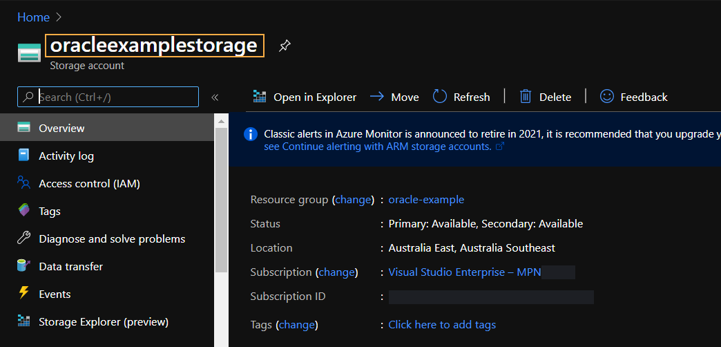 azure storage account name