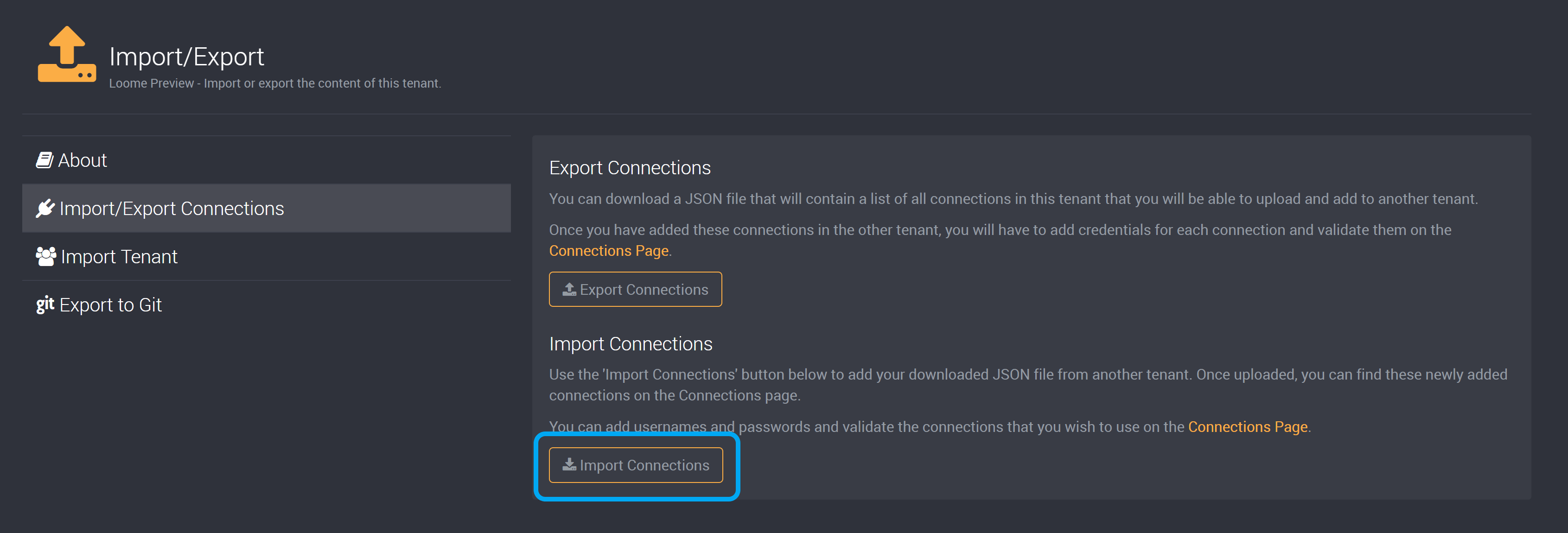Import Connections
