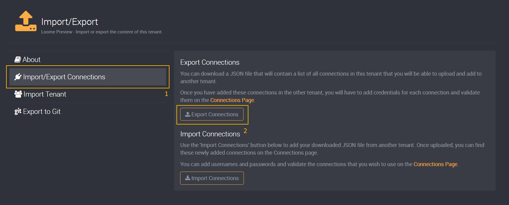Export connections