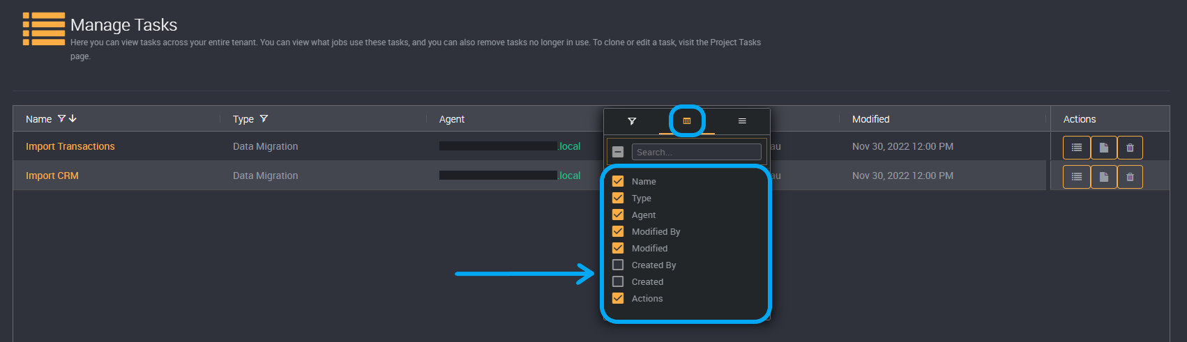 Selecting columns