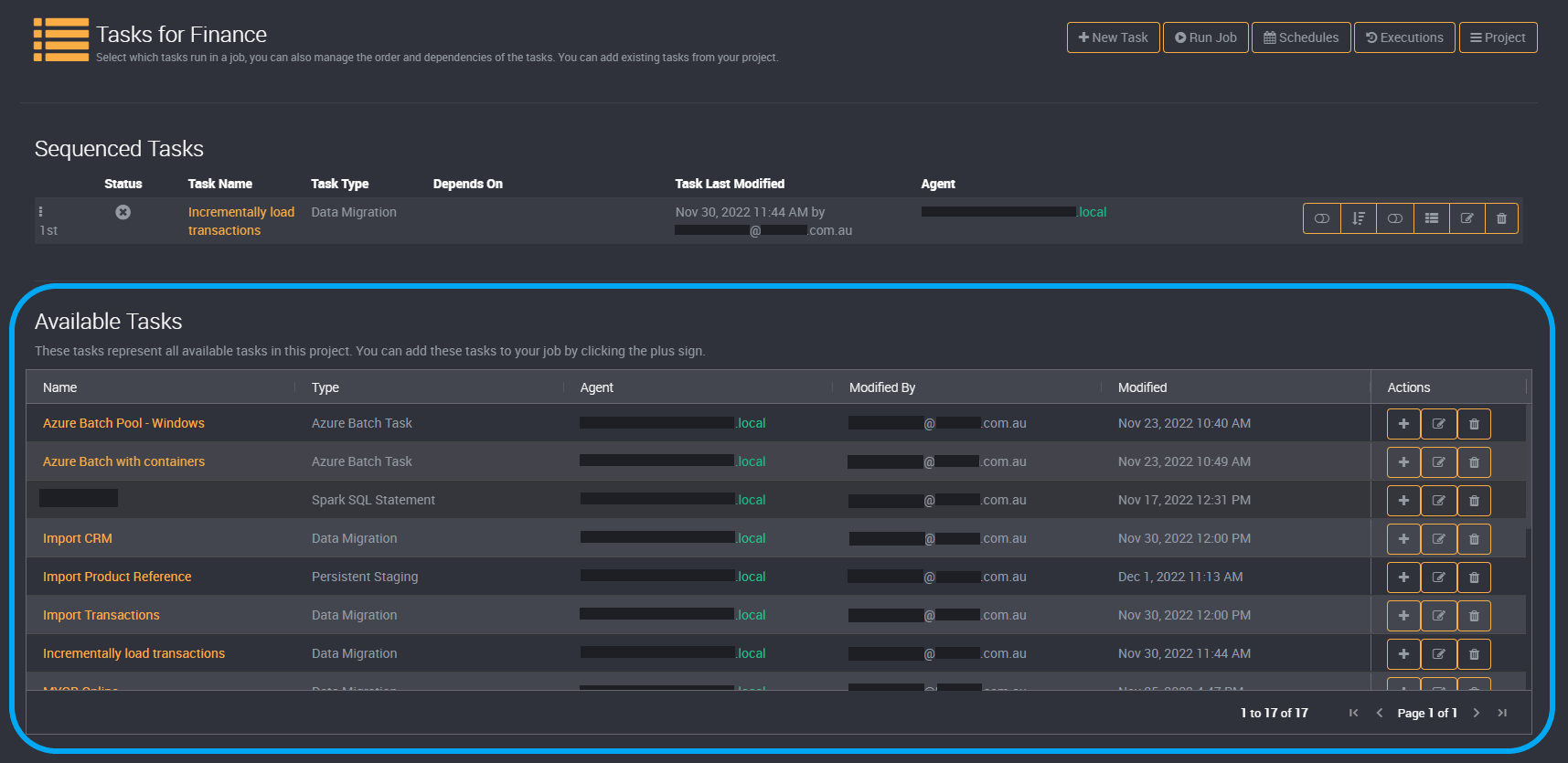 Job task page