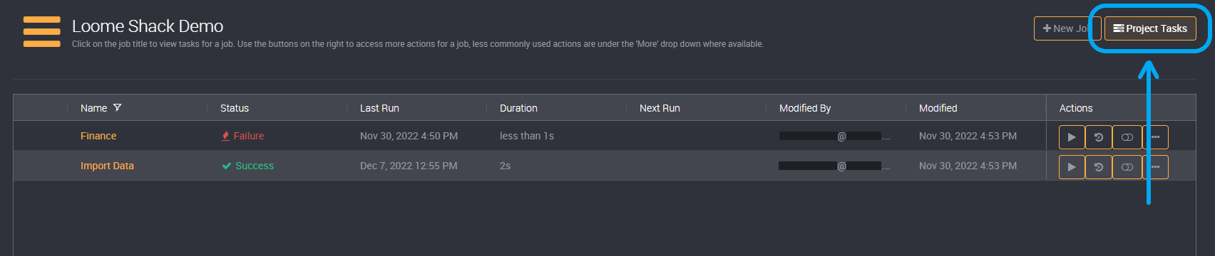 How to access the project task page