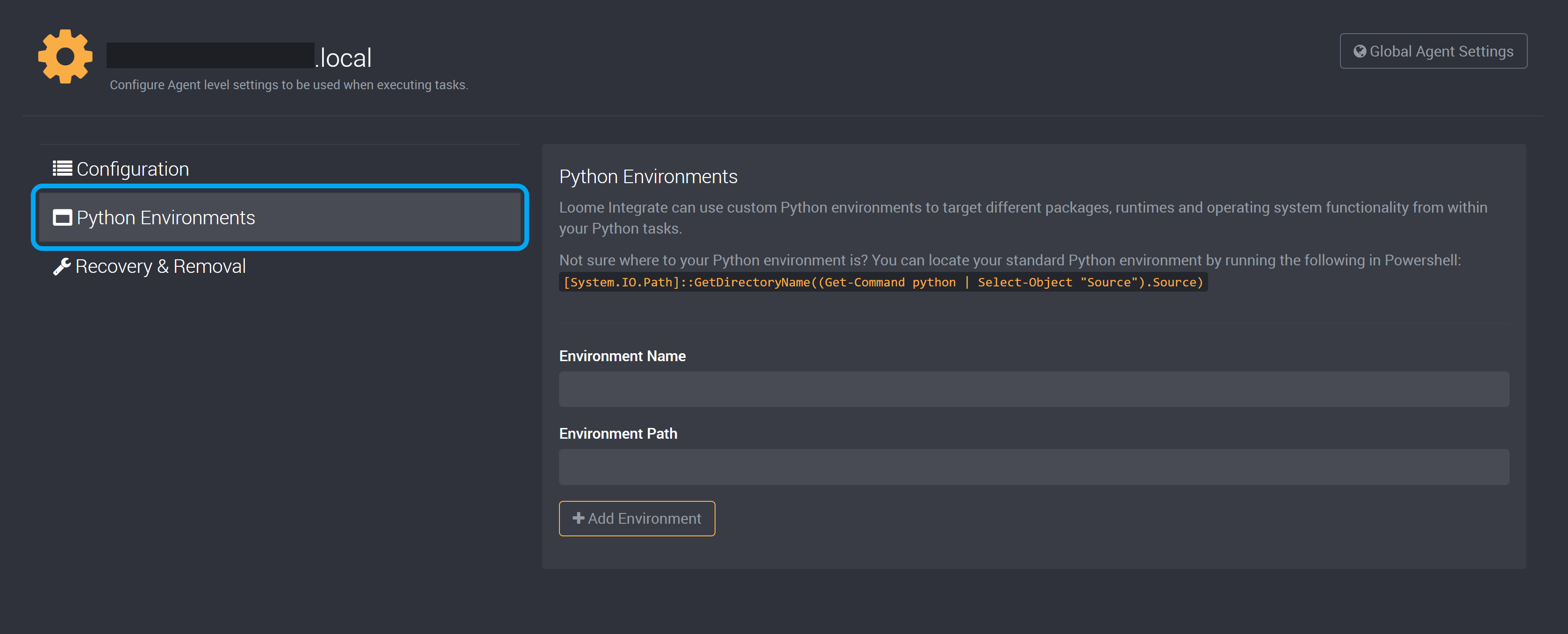 Python environment settings
