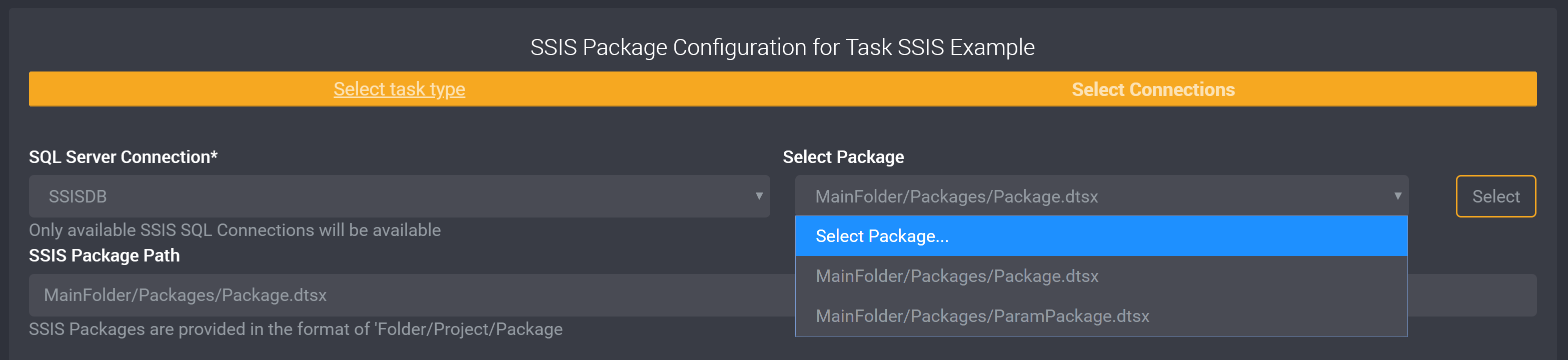 Select SSIS Package
