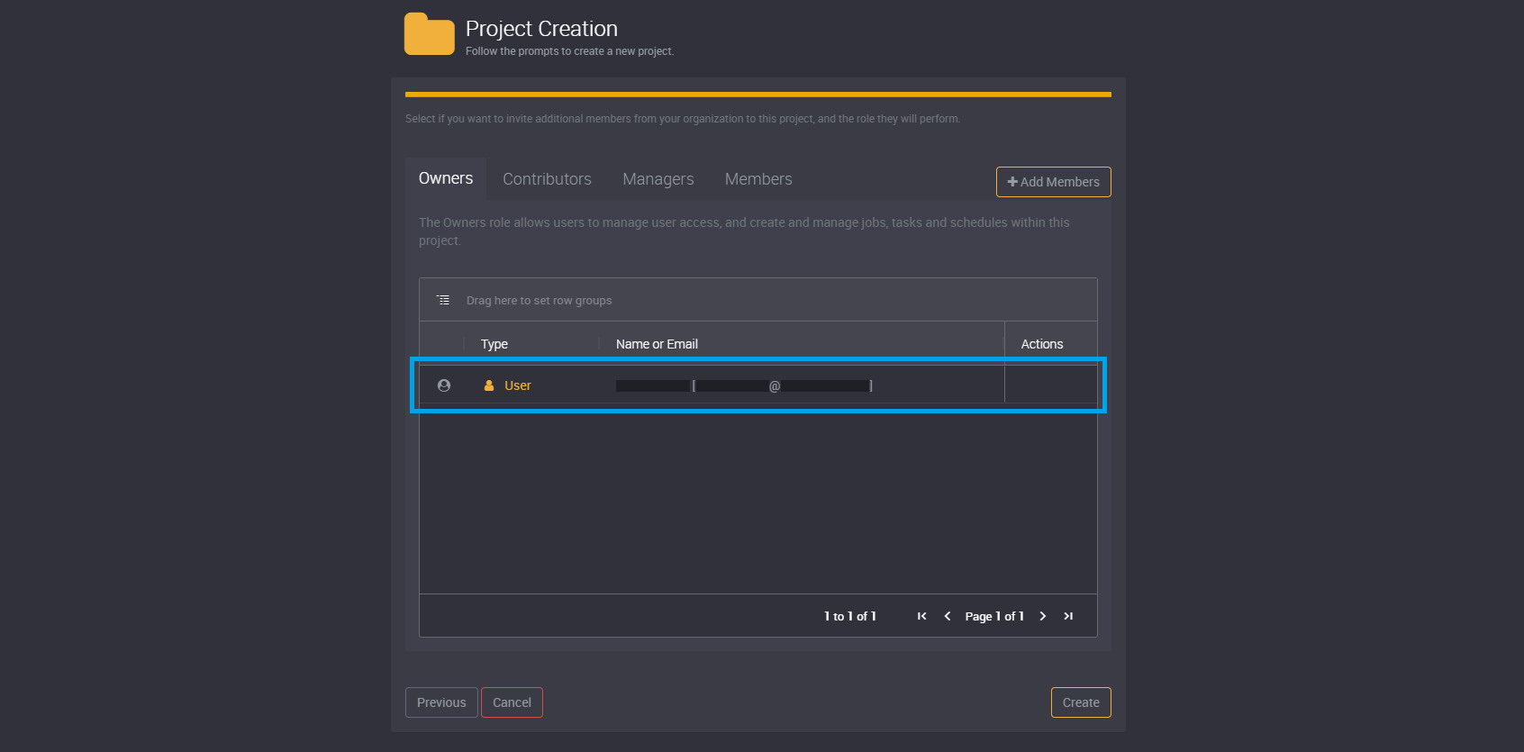 You will be added as a project owner