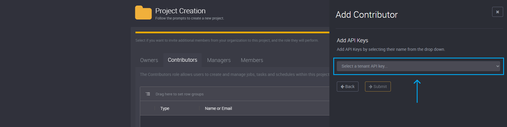 Add API keys to project roles