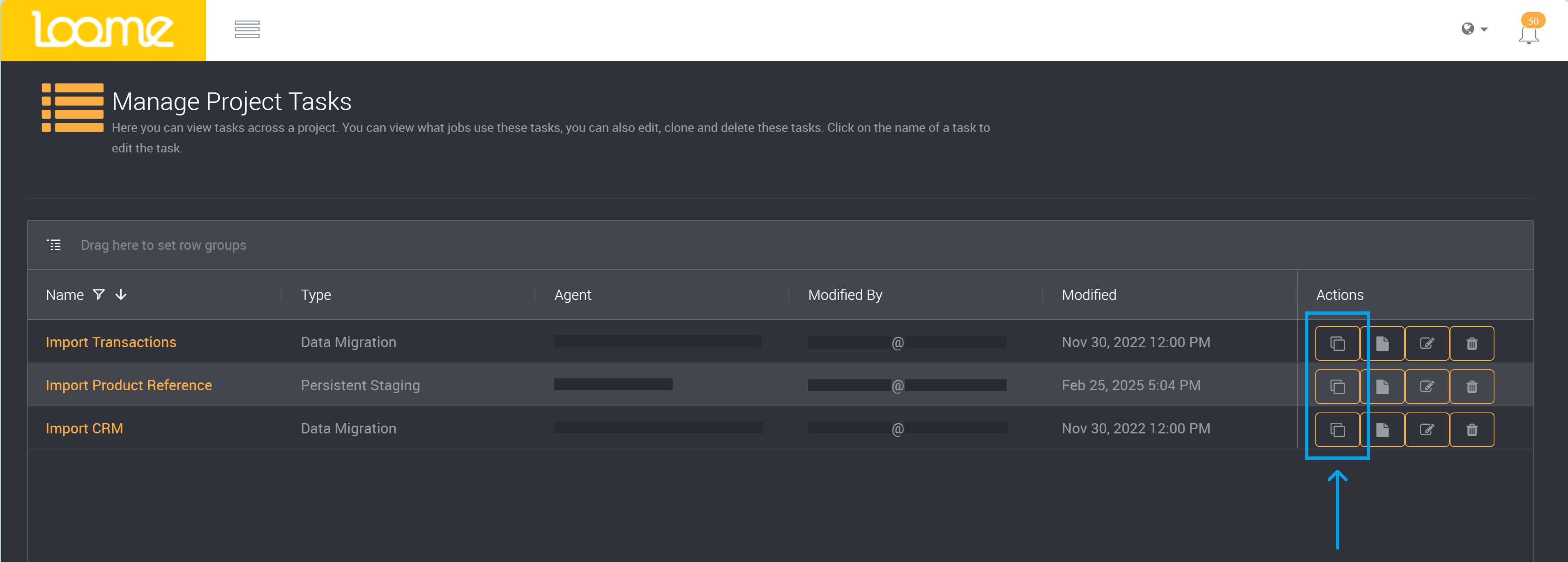 Clone task button