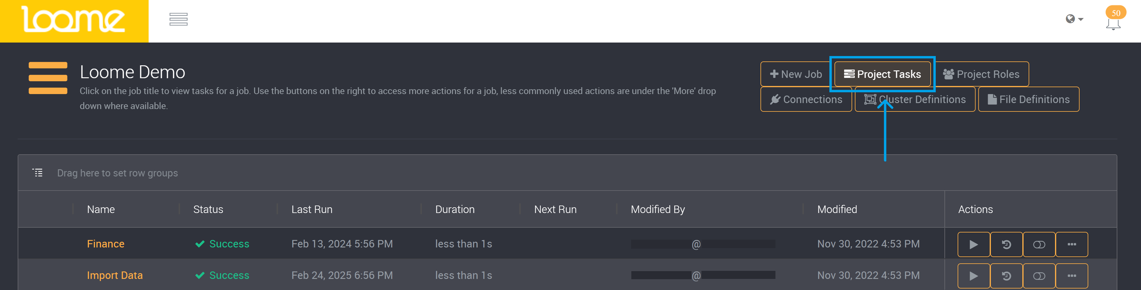 How to access the project task page