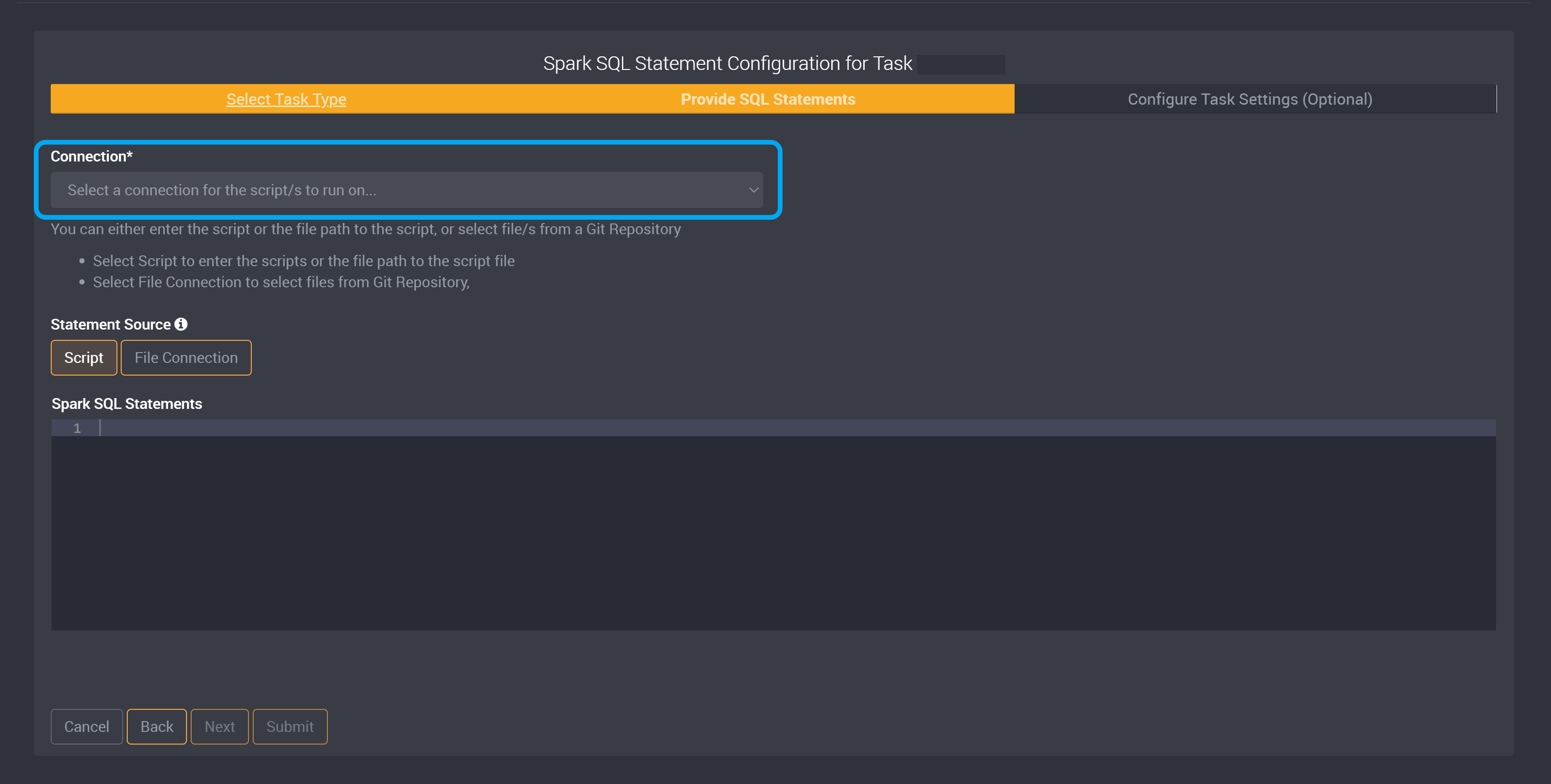 SQL Statement connection