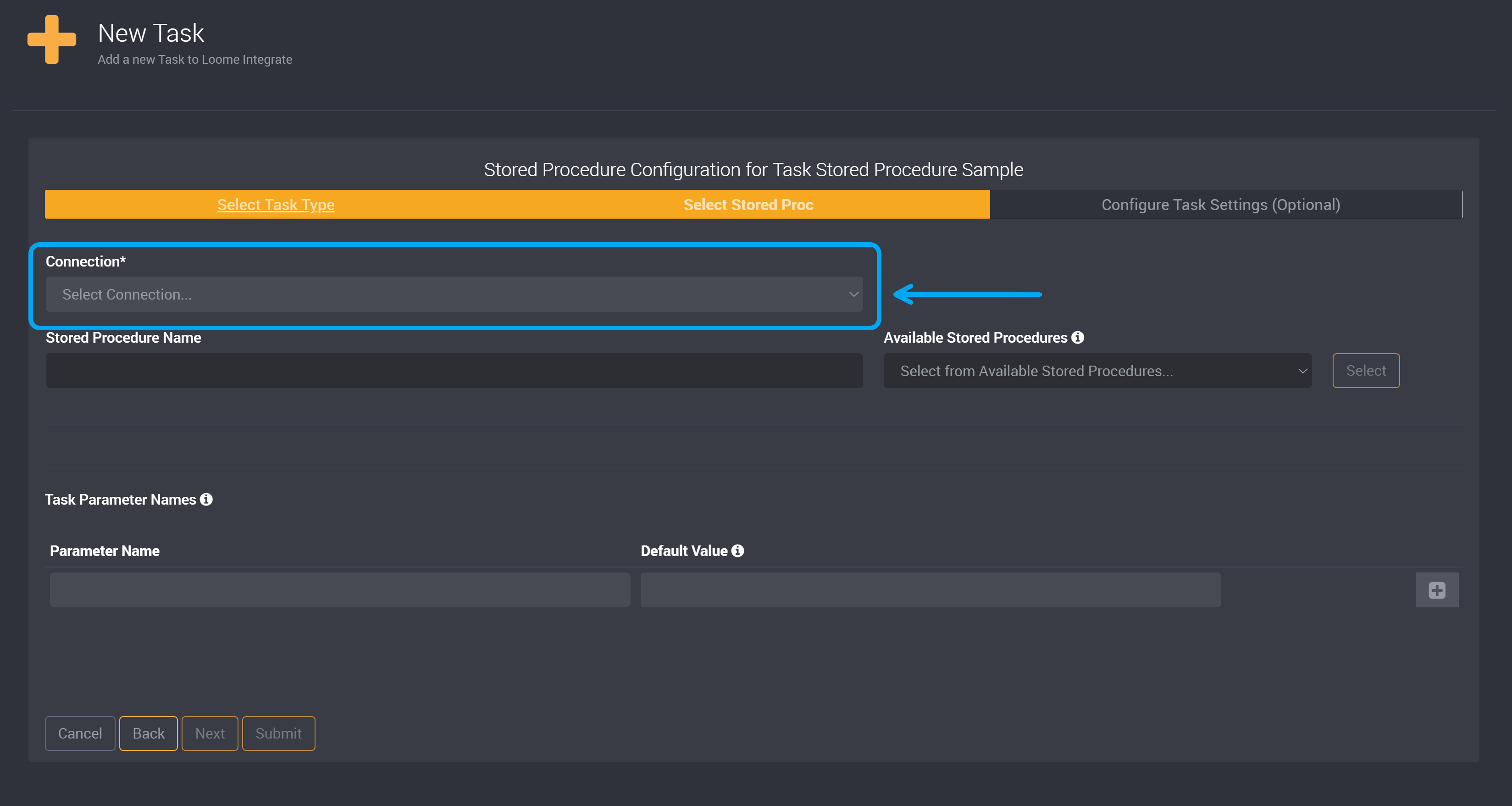Stored Procedure connection