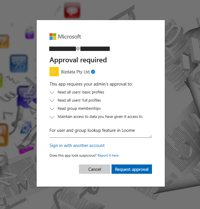 Non-admin auth screen