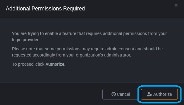 Authorization modal confirmation