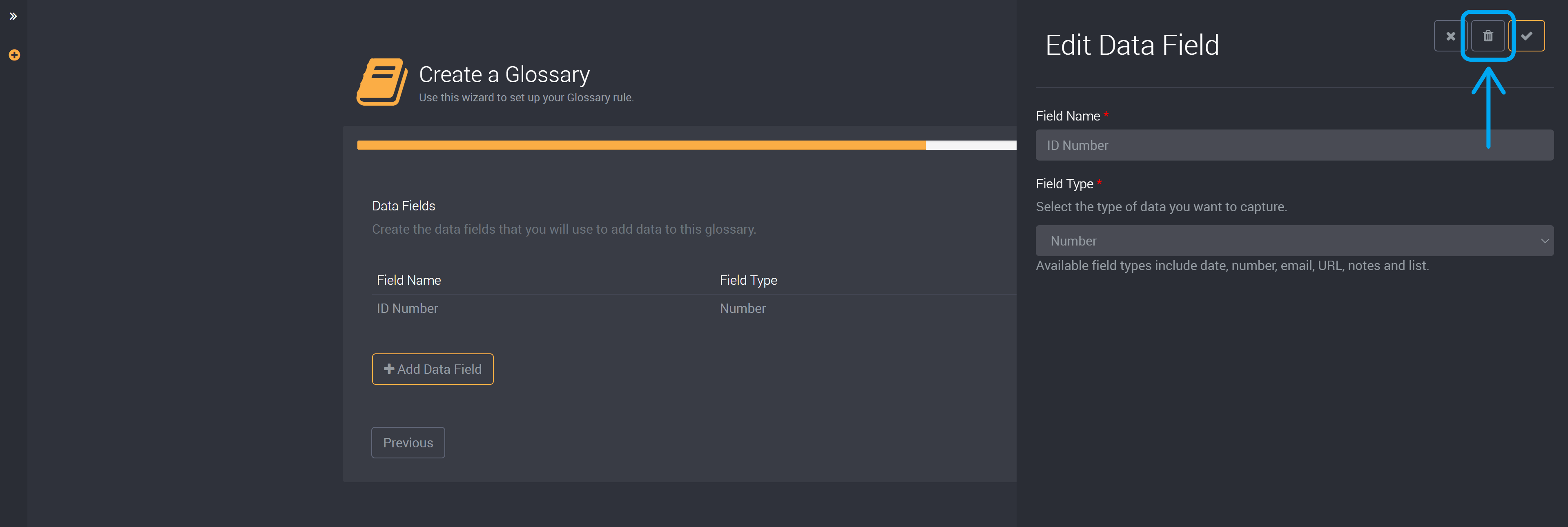 Delete data field