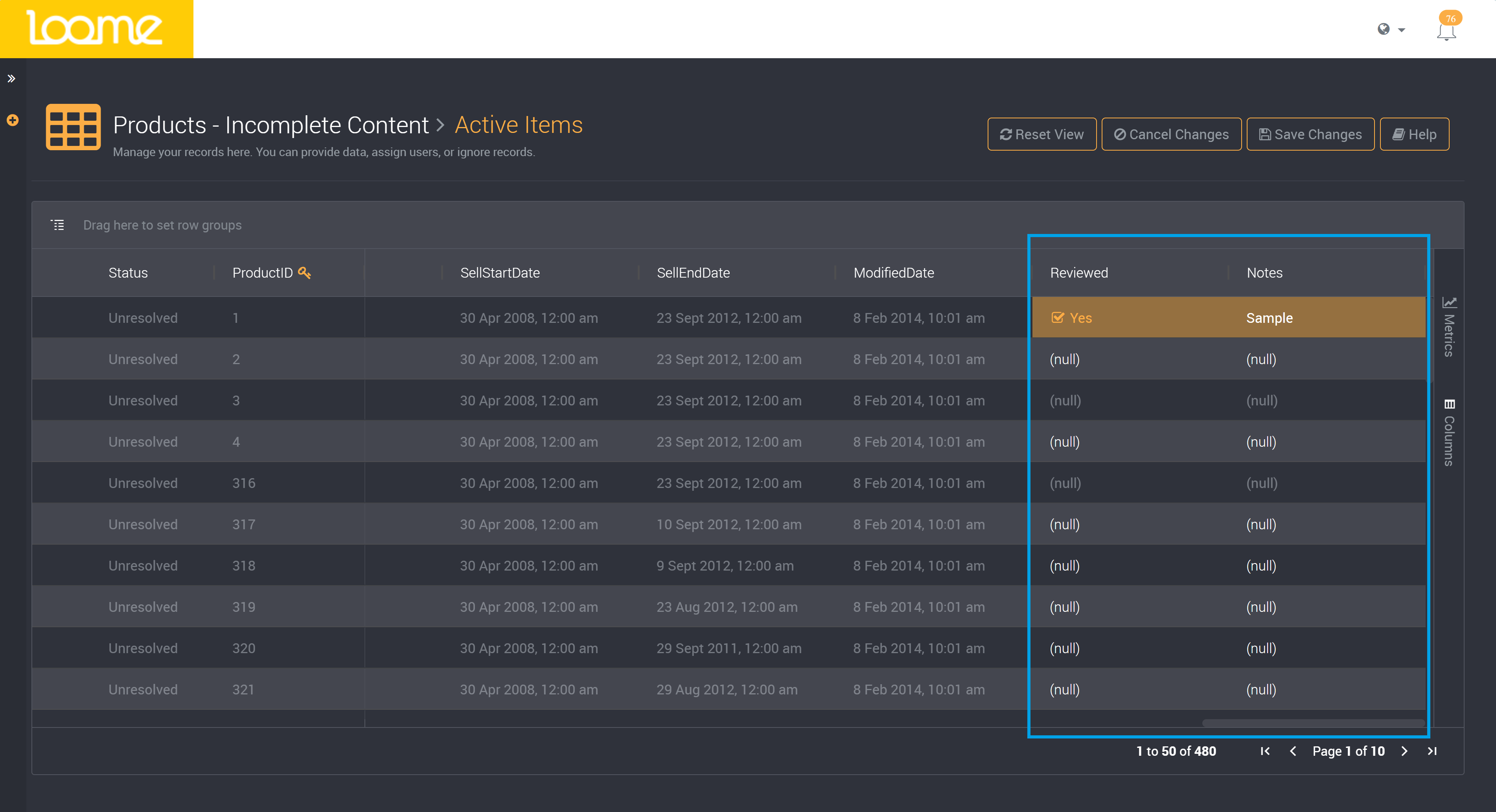 Editable fields