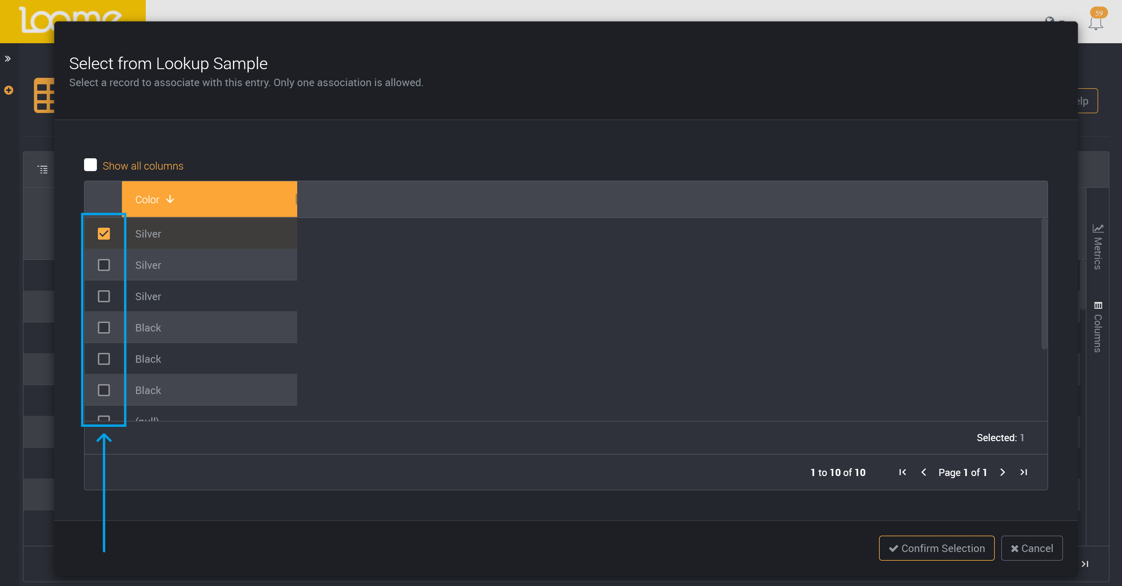 Select a record for the lookup custom field