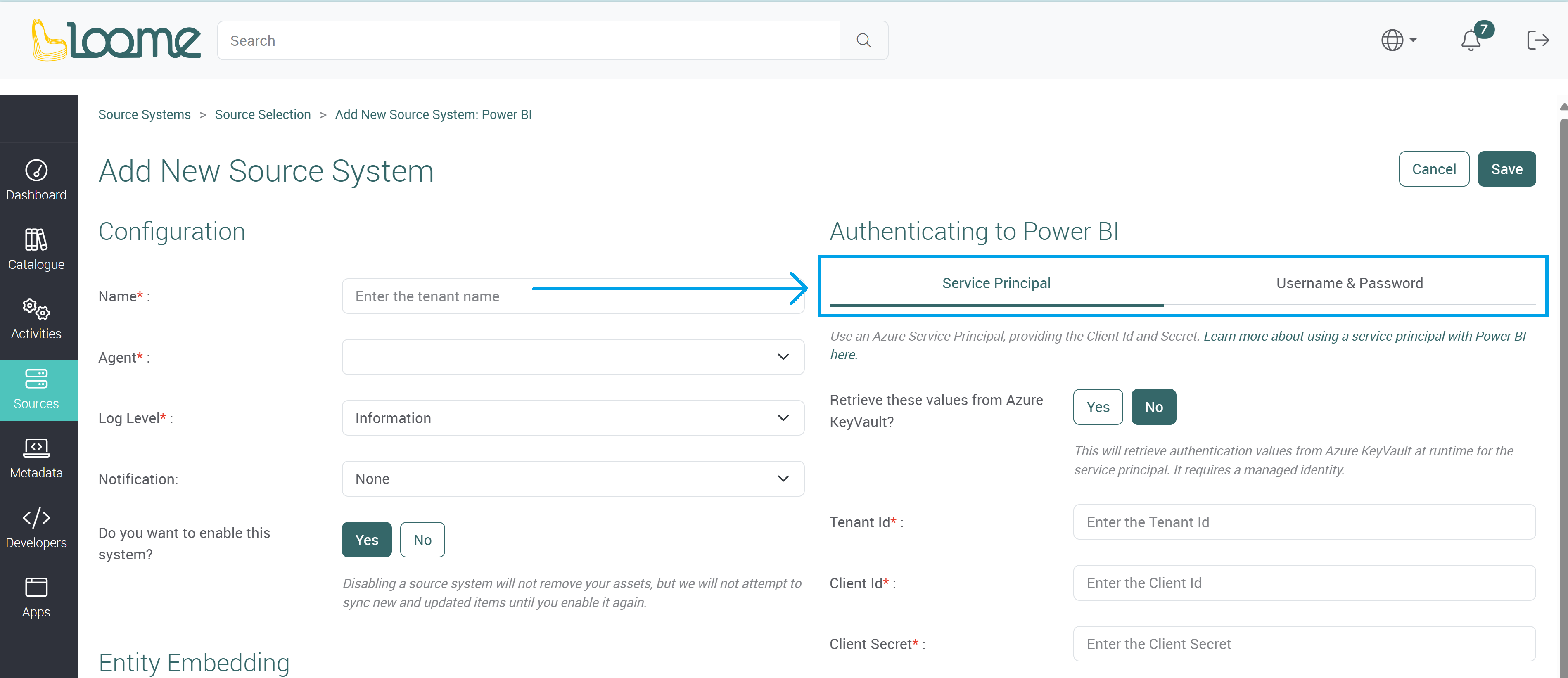 Authentication types section