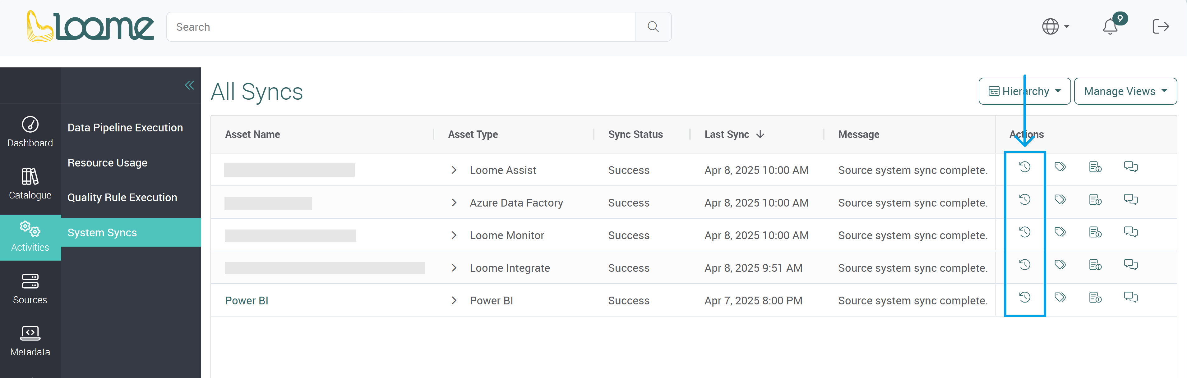 System syncs button