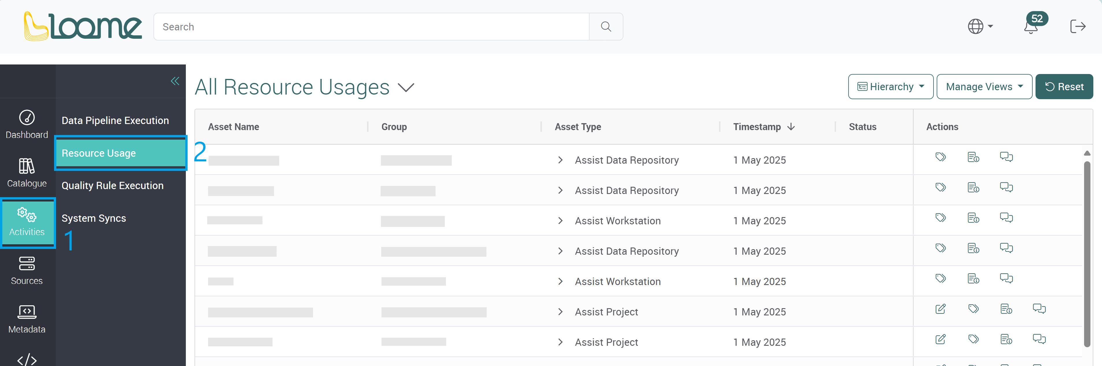 resource usage page