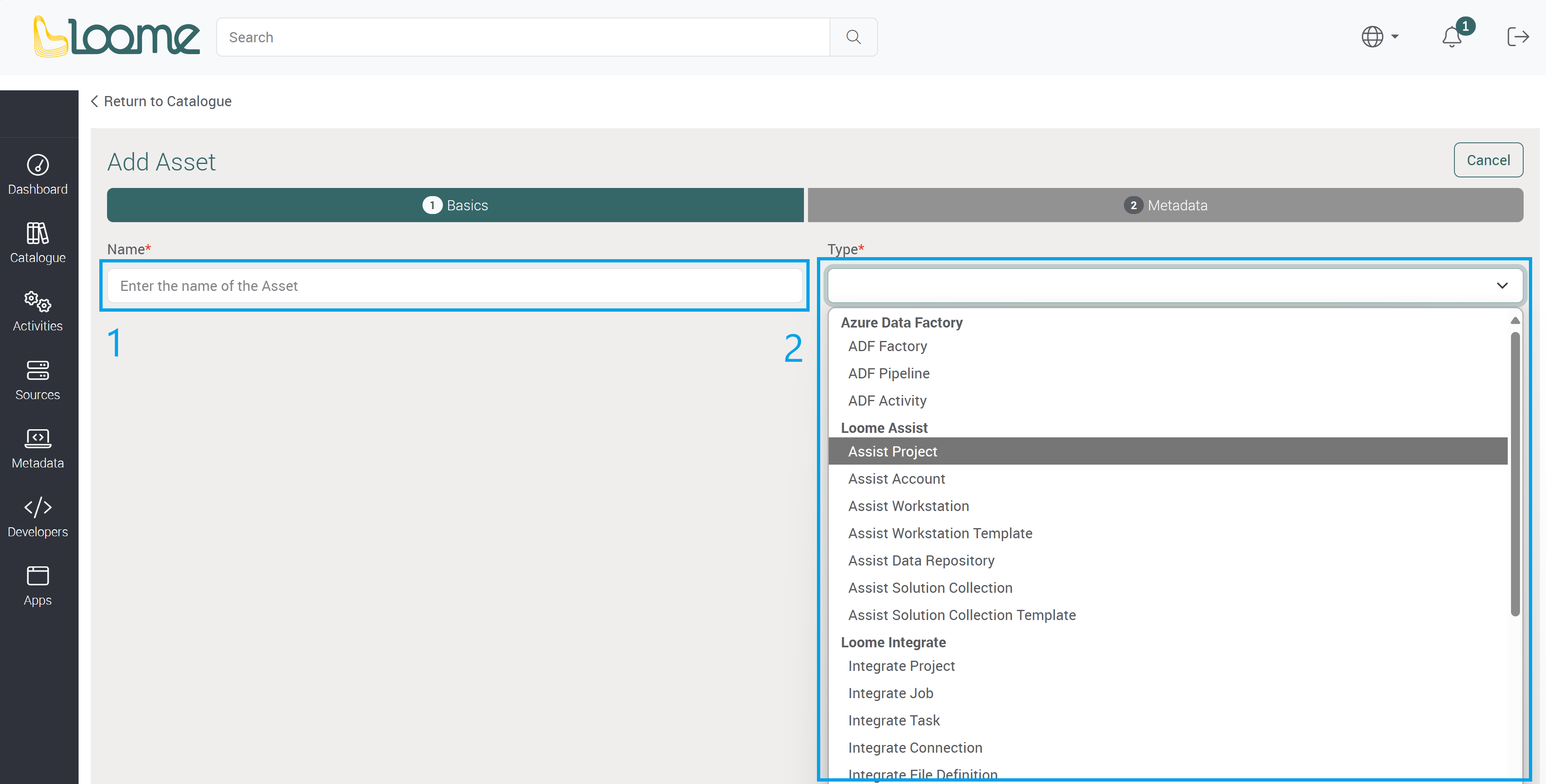 Add a new asset individually