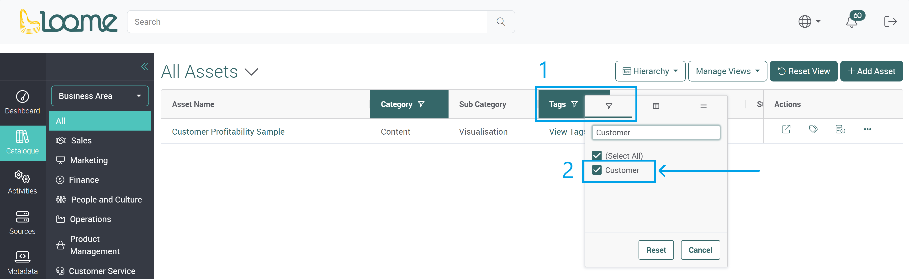 Added tag in filter