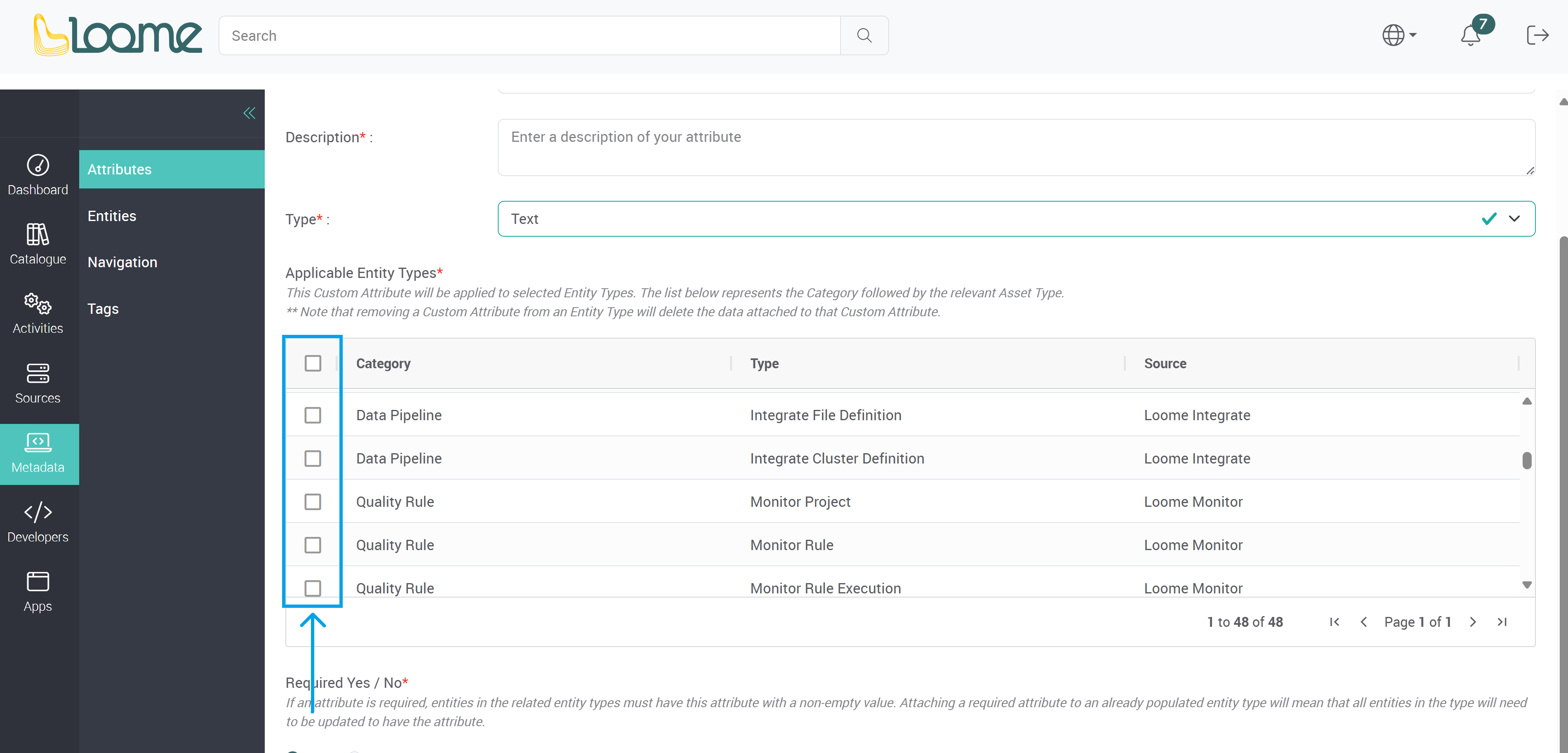 The entity types this attribute will be available in