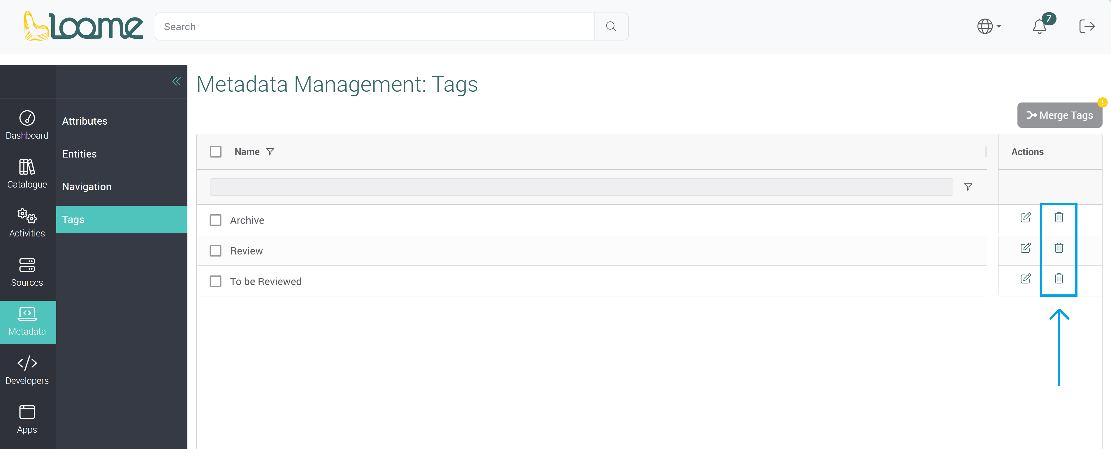 Delete tags