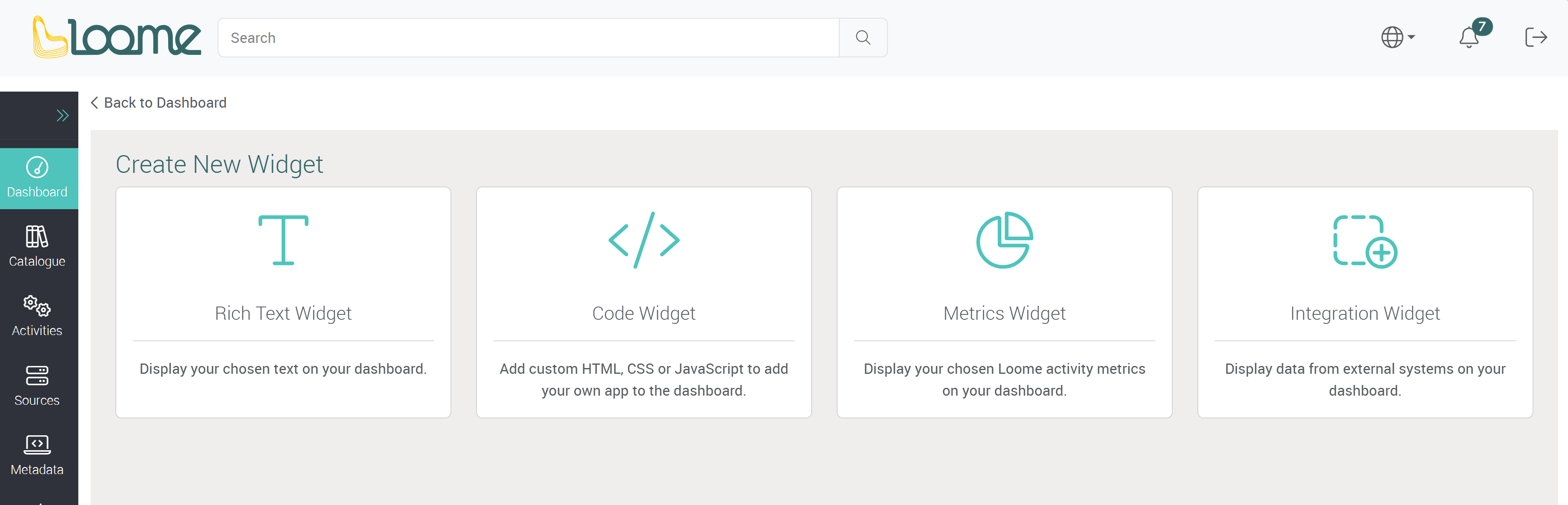 Choose a widget type