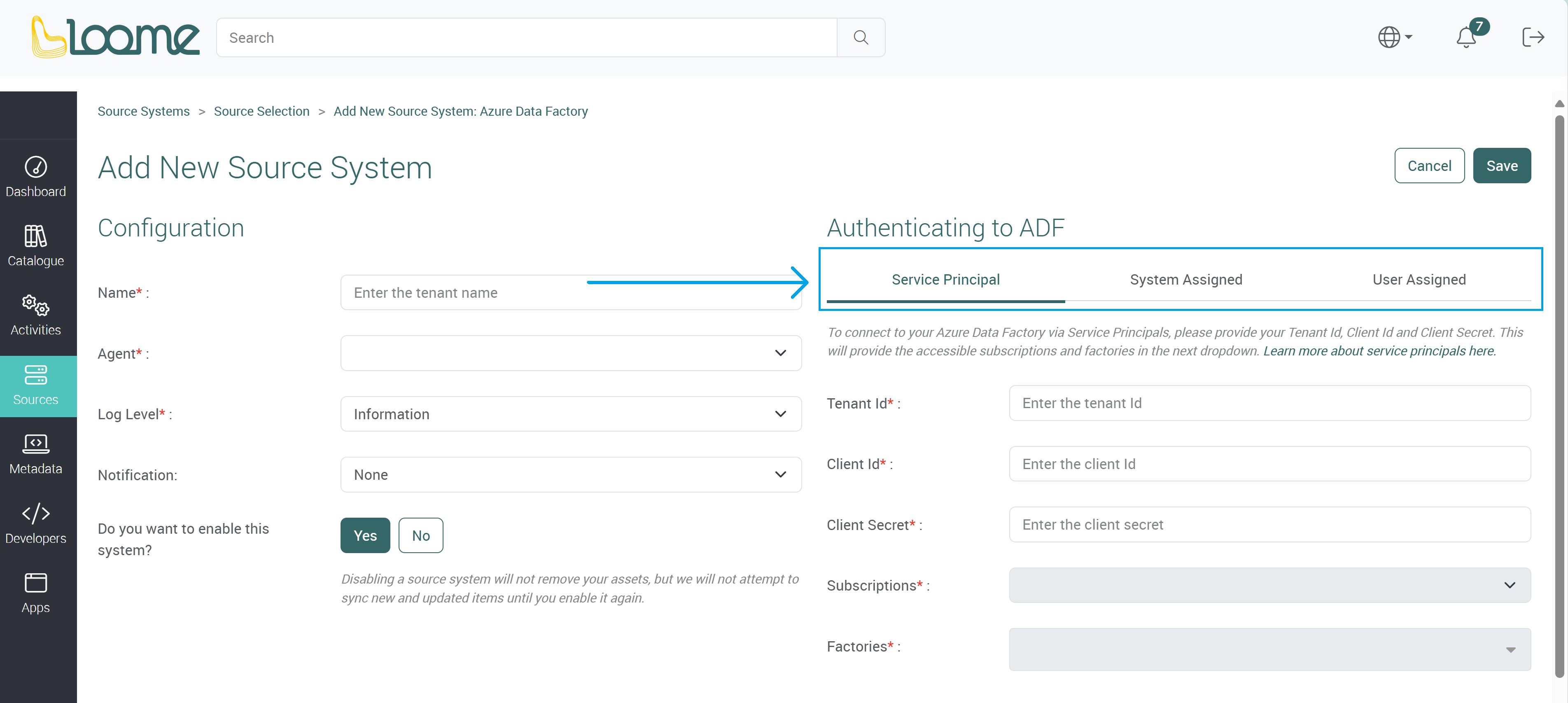 Authentication types section