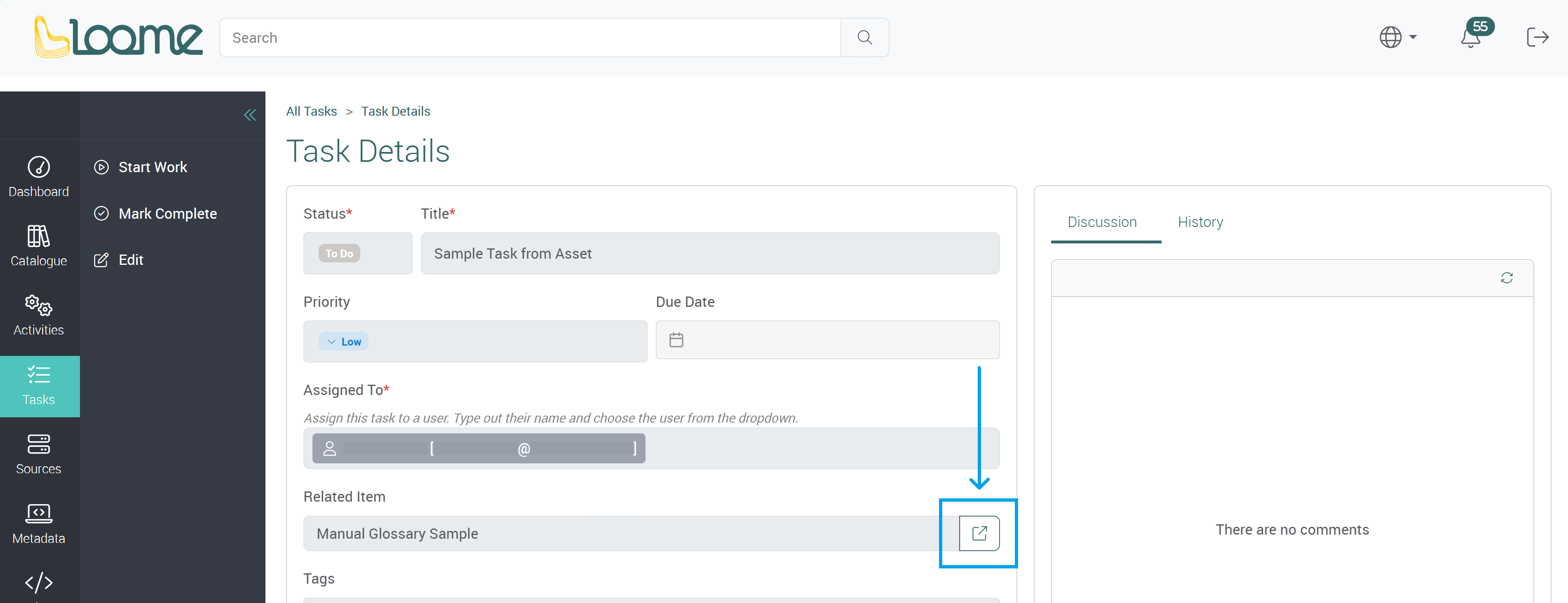 Task added from an asset