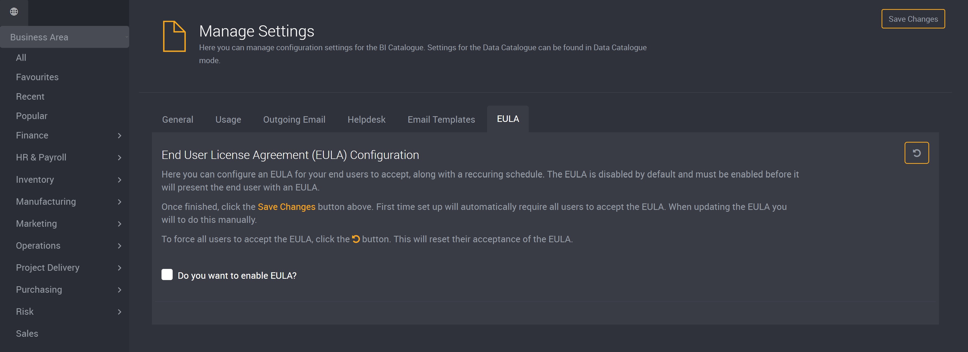 EULA Settings Page