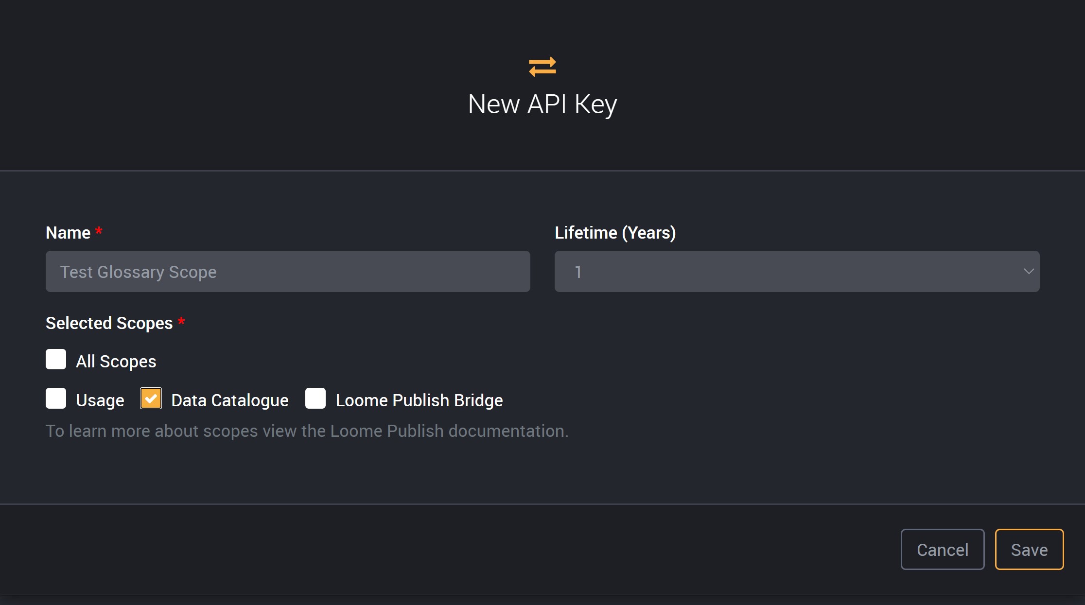 API Key for the Data Catalogue