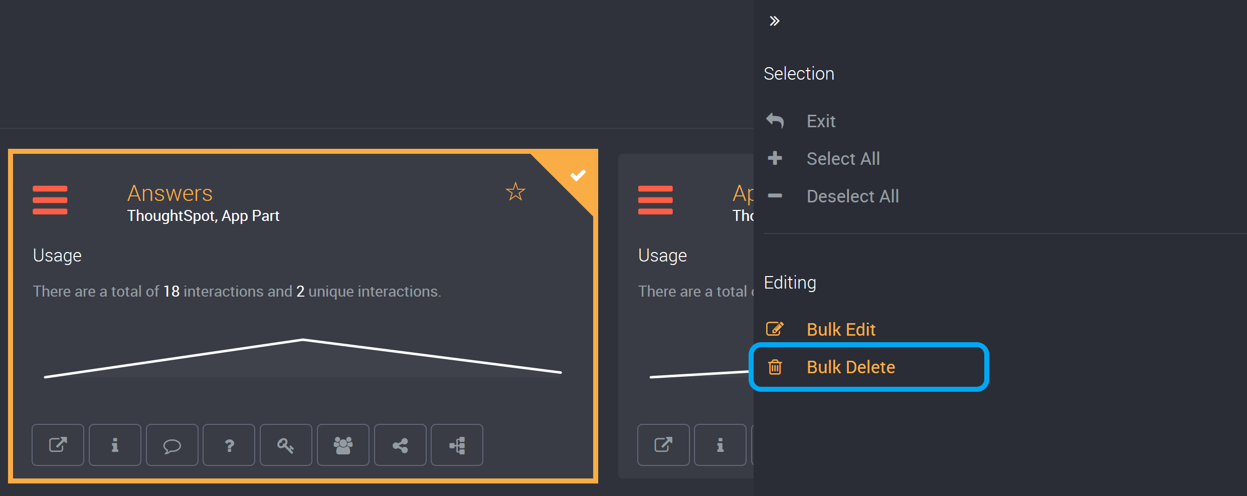 Bulk Delete button in the right-hand navigation